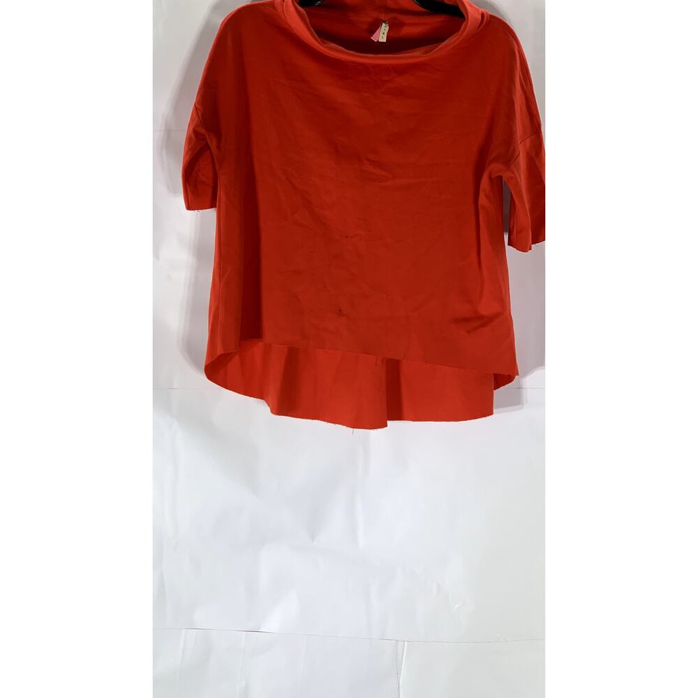 IMPERIAL Women's Red Solid Boatneck Short Sleeve Hi-Lo Hem Top SZ M